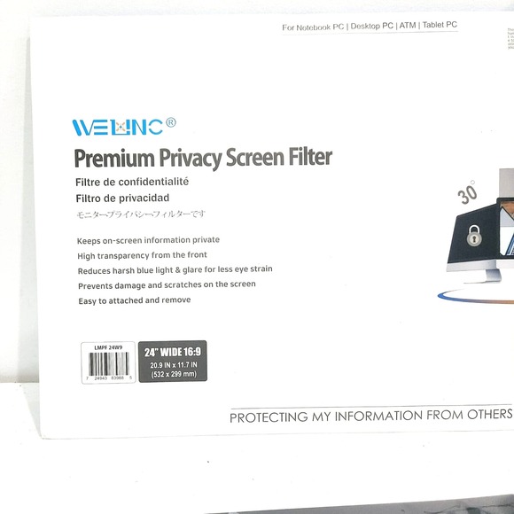 24" Privacy Screen Filter for Monitor 16:9 Anti-Glare Anti-Scratch Protector - Picture 4 of 10